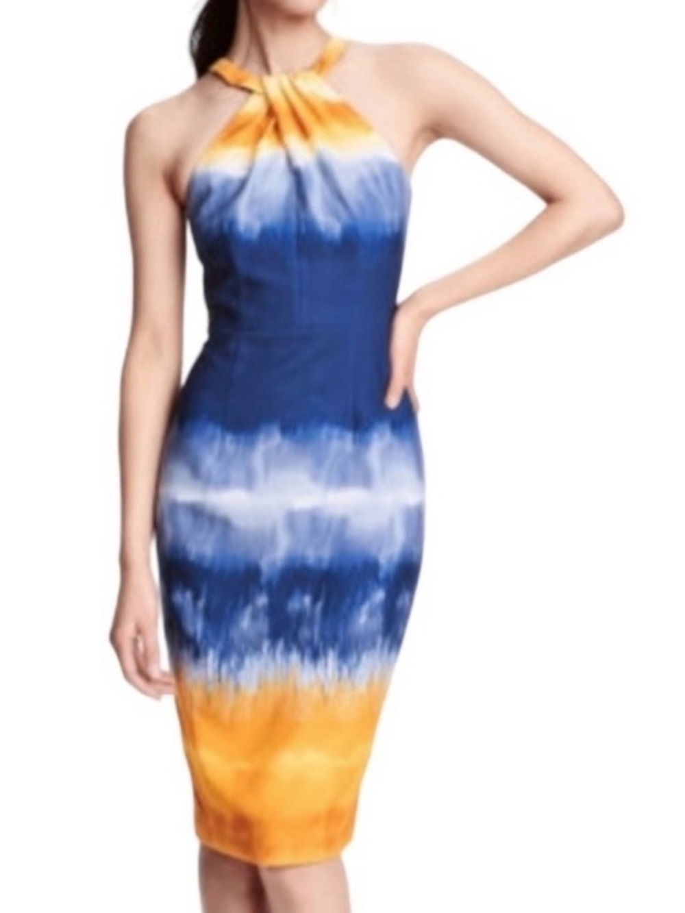 Vacay Ready Gold & Royal Blue Ombré Halter Dress